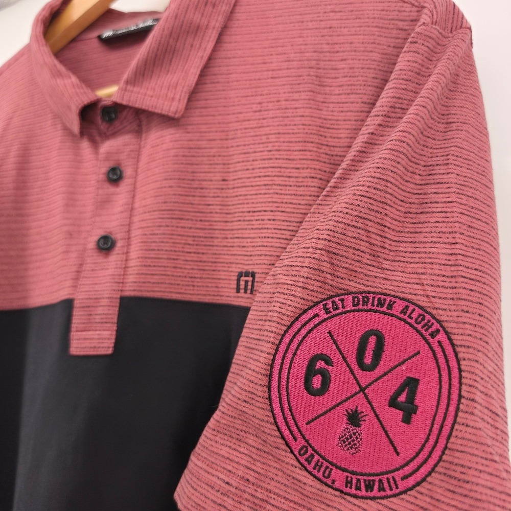 Travis Mathew Mens XL riverbank performance Polo Shirt Oahu Hawaii Golf Burgundy